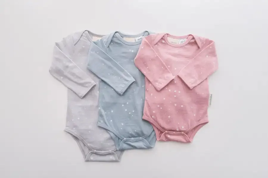 Woolbabe Long Sleeve Bodysuit - Dusk Stars